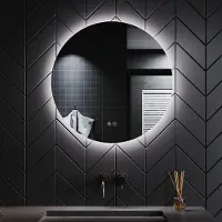 Sonni Espejo de baño redondo, diámetro 60 cm, con iluminación LED. Doble interruptor táctil. Espejo redondo con función antiniebla. Temperatura de color ajustable en tres tonos