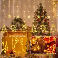 Rosikey Cortina de luces con forma de estrella, cadena de luces para decorar ventanas, ideal para la decoración navideña, ventanas, interiores, jardines, fiestas, balcones, Navidad