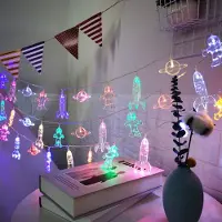 Rosikey Guirnalda de luces LED 3M, funciona con pilas, decoración para habitación infantil, temática de astronauta, cohete, planeta. Guirnalda de luces, colores variados