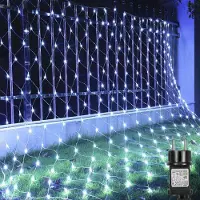 ROSNEK Cortina de luces LED 3X2M, 200 luces, cadena de luces con 8 modos de iluminación, resistente al agua, ideal para Navidad, fiestas, jardines y decoración exterior, color blanco frío