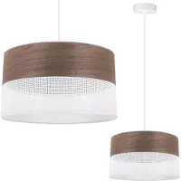 Light11 HOME Lámpara colgante individual, pantalla de madera de nogal, 30 cm
