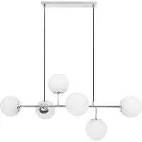 Light11 HOME Lámpara de techo SIENA, cromada, con 6 pantallas blancas planas, casquillo E14 y brazos largos