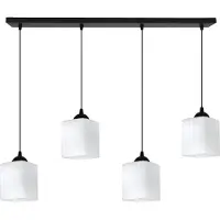 Light11 HOME Lámpara colgante Riffle, color negro, con 4 brazos y pantallas cúbicas blancas, casquillo E27. Lámpara colgante moderna para ambientes elegantes