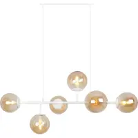Light11 HOME Lámpara de techo SIENA, color blanco, 6 luces, bombillas E14, diseño con brazos largos, color miel
