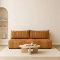Sofello LUNO: Pequeño sofá con función de cama, color naranja. Sofá moderno de cuerda para su sala de estar. Superficie de descanso: 204 x 144 cm