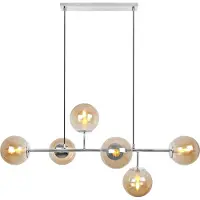Light11 HOME Lámpara de techo SIENA, cromada, 6 platos, color miel, casquillo E14, brazos largos