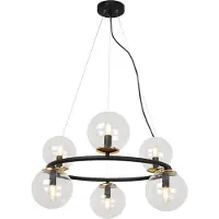 Light11 HOME Lámpara colgante AURA, color negro, dorado y plateado, con 6 bombillas tipo "plana" (sin pantalla E14)