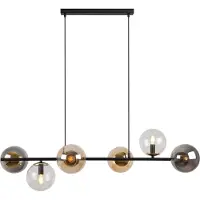 Light11 HOME Lámpara colgante Siena, color negro y dorado, con 6 pantallas mixtas, casquillo E14