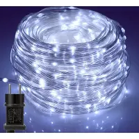 ROSNEK Guirnalda de luces LED de 20 metros, 200 luces, 8 modos de iluminación, resistente al agua, ideal para interiores, fiestas, jardines. Guirnalda de luces navideñas, color blanco