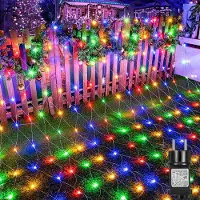 ROSNEK Cortina de luces LED 6X4M 660LED, guirnalda de luces con 8 modos de iluminación, resistente al agua, luces navideñas, para fiestas, jardín, red de luces, de colores