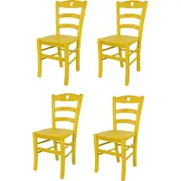 STOCK LINE t m c s Tommychairs - Juego de 4 sillas CUORE para cocina y comedor, estructura robusta de haya, pintadas en color amarillo anilina, y asiento de madera