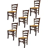STOCK LINE t m c s Tommychairs - Juego de 6 sillas VENEZIA para cocina y comedor, con estructura robusta de haya lacada en color marrón oscuro y asiento de paja