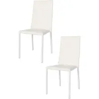 STOCK LINE t m c s Tommychairs - Juego de 2 sillas apilables modelo Julia, ideales para cocina, bar y comedor. Estructura de acero resistente, tapizadas y revestidas con cuero sintético blanco