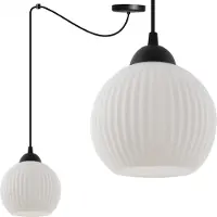 Light11 HOME Lámpara colgante Spider Riffle, color negro. Incluye 1 pantalla blanca plana y bombilla E27