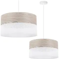 Light11 HOME Lámpara colgante individual, pantalla de madera de roble blanco, 40 cm
