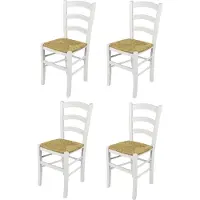 STOCK LINE t m c s Tommychairs - Juego de 4 sillas VENEZIA para cocina y comedor, con estructura robusta de haya lacada en color blanco (opaco) y asiento de paja