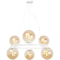 Light11 HOME Lámpara colgante blanca con 6 pantallas de cristal tipo "miel", casquillo E14