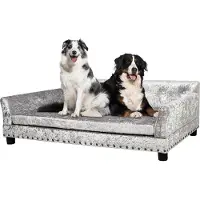 WISFOR Sofá para mascotas con respaldo, sofá para perros con estructura de madera, cama para perros, tamaño XL: 120 x 74 x 40 cm