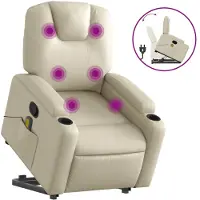 Syfax Sillón reclinable de masaje de pie cuero artificial color crema