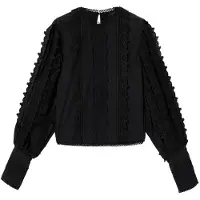 AllSaints Hart Emb Top Black Talla: 4 | Manga Larga Outlet | Mujer | Negro