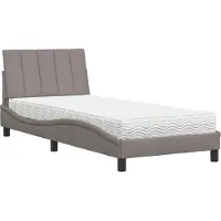Syfax Cama con colchón Hanko tela gris taupe 80x200 cm