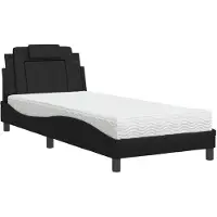 Syfax Cama Viana con colchón cuero sintético negro 80x200 cm