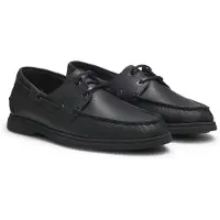 BOSS para hombre. 50570584 Zapatos de piel Sienne Boat negro (44), Plano, Cordones, Casual, outlet 2026.