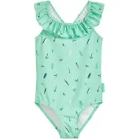 Playshoes Traje de baño 'Surfbrett Palme' navy / menta / naranja claro / blanco
