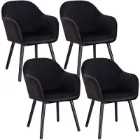 Happyment Sillas de comedor Deluxe, color , tapizadas en terciopelo, juego de 4 unidades. Sillas para el salón con respaldo, sillas para la cocina, sillones, sillas tipo "cuenco"