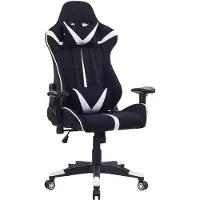 Happyment Silla de gaming Sheffield – Con reposapiés – Blanco/ – Regulable en altura – Ergonómica – Con reposabrazos