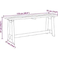vidaXL Banco de exterior, modelo Natur, 119 x 37 x 47 cm, fabricado en madera de pino maciza
