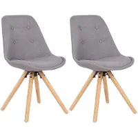 Happyment Silla de visita Nuni – Gris – Sillas para comedor – Tapizado en tela – Patas de madera – Juego de 2 – Altura del asiento: 46 cm – Modelo Deluxe