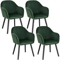 Happyment Sillas de comedor Deluxe – Juego de 4 – Verde – Silla para el salón – Silla para la cocina – Sillón – Silla tipo cubo – Terciopelo – Con respaldo – Muebles para comedor
