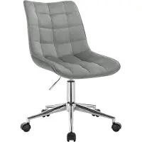 Happyment Silla de oficina ergonómica de terciopelo de – Regulable en altura – Con ruedas – Para adultos – Gris claro