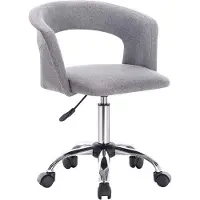 Happyment Silla de oficina Deluxe con ruedas, tapizada en lino, para adultos, de color gris claro. Silla de oficina ergonómica, con altura ajustable