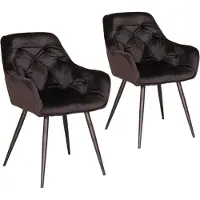 Happyment Sillas de comedor , tapizadas en terciopelo, color . Sillas para salón y comedor, con reposabrazos, tipo "cuenca". Juego de 2 unidades