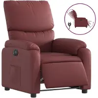 Syfax Sillón reclinable eléctrico de cuero sintético rojo tinto
