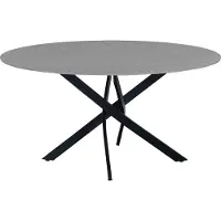 Happyment - Mesa redonda para comedor Diva, con aspecto de mármol, color gris, para 4 personas, fabricada en piedra sinterizada, apta también para exteriores, dimensiones: 150 x 150 x 76 cm