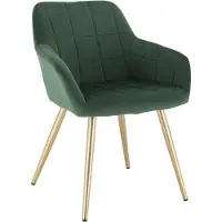 Happyment Sillas de comedor Luxe – Terciopelo verde/dorado – Sillones con reposabrazos – Sillas para el salón – Sillas para la cocina – Sillones tipo "cuenco" – 1 unidad