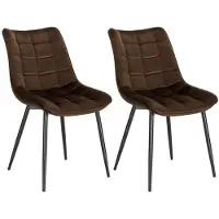 Happyment Sillas de comedor Luxe, terciopelo marrón burdeos, diseño de concha, para salón y cocina, juego de 2 unidades