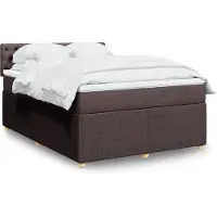 Prolenta Maison Exclusive: Base de cama con somier y colchón, color marrón oscuro, 140x190 cm, tapizada en tela