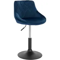 Happyment Silla de bar Barkstuhl Modern Sadi – Estilo industrial – Azul – Regulable en altura – Tapizada en terciopelo – Taburete de bar con respaldo – Silla para barra de cocina y bar
