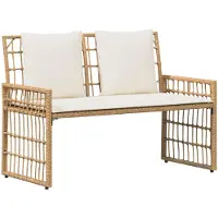 vidaXL Banco para exteriores, modelo Bank, para 2 personas, 116 x 55 x 82 cm, estructura de acero y tejido de polirratán