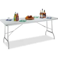 Relaxdays , mesa plegable para jardín BASTIAN, grande, con asa de transporte, mesa de camping resistente, dimensiones: 72 x 178 x 74 cm, color blanco