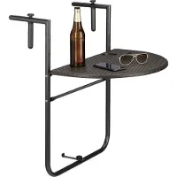 Relaxdays Mesa plegable para balcón, de color marrón, dimensiones: 84 x 60 x 63 cm