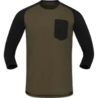 Norrøna - Ropa MTB - Skibotn Equaliser Merino 3/4 T-Shirt M Olive Night Caviar Black de Lana - Talla S - Caqui