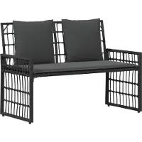 vidaXL Banco para exteriores, modelo Bank, para 2 personas, 116 x 55 x 82 cm, estructura de acero y tejido de polirratán