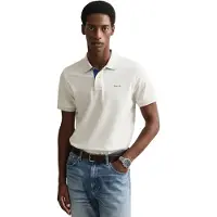 Gant para hombre. 2062026 Polo de piqué en contraste blanco roto (M), Casual, Algodón, Clásico, Manga corta, outlet 2026.