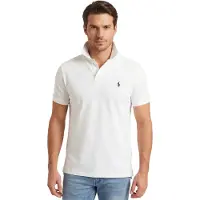 Ralph Lauren para hombre. 710941439002 Polo de piqué elástico Custom Slim Fit blanco (S), Casual, Algodón, Manga corta, Polo Ralph Laur