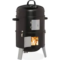 Relaxdays 10033861, Kohleraucher, negro, plateado, acero, plateado, 3 patas, carbón